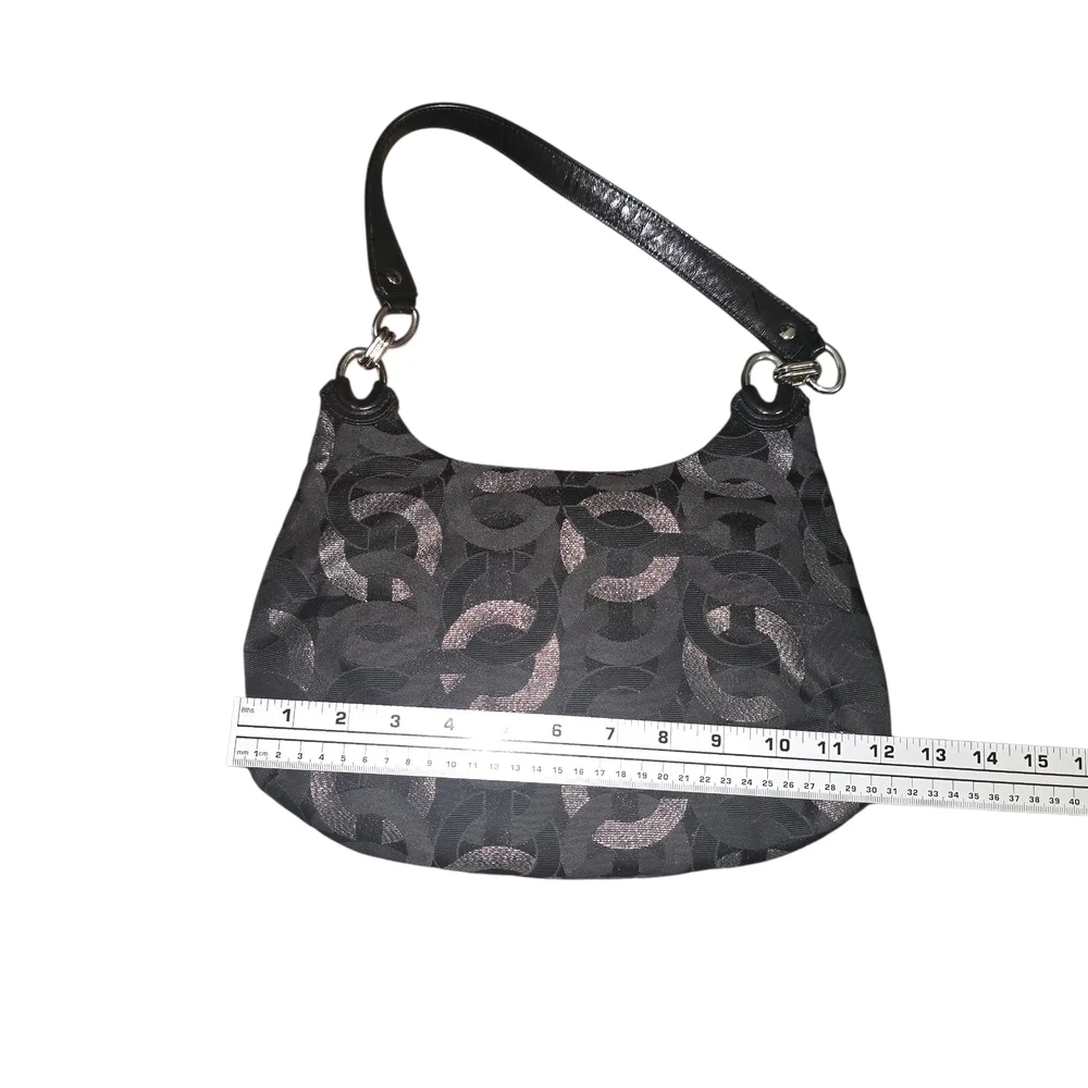 Coach KristenOP Art Black Satchel C Canvas Leather Trim Shoulder Bag Purse